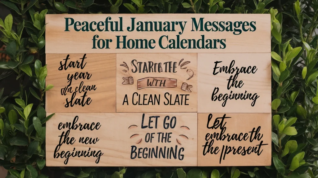 Peaceful January messages for home calendars