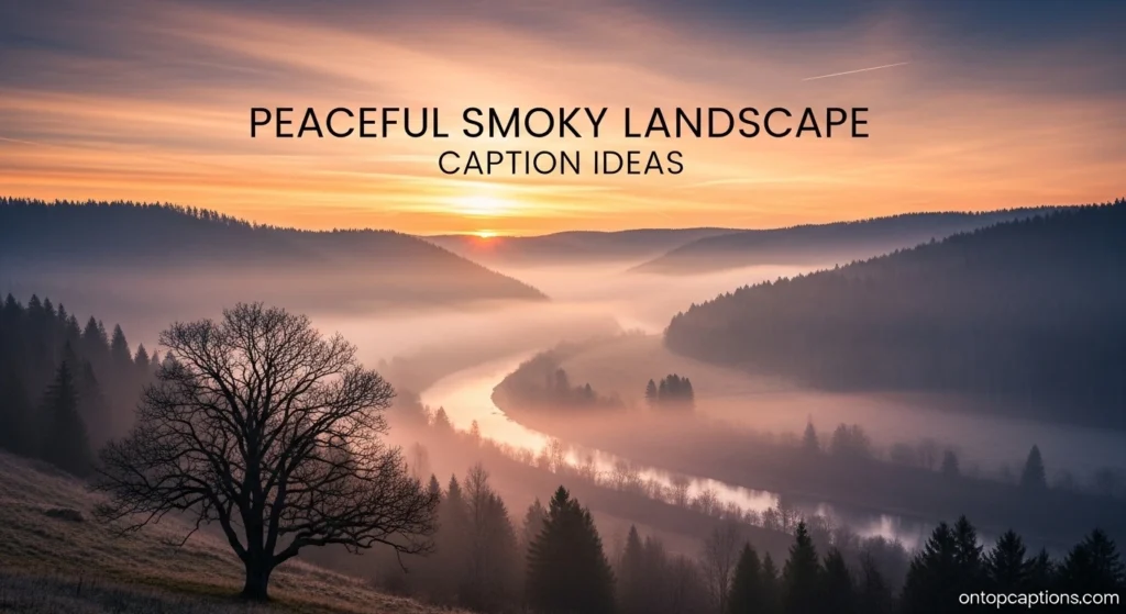 Peaceful Smoky Landscape Caption Ideas