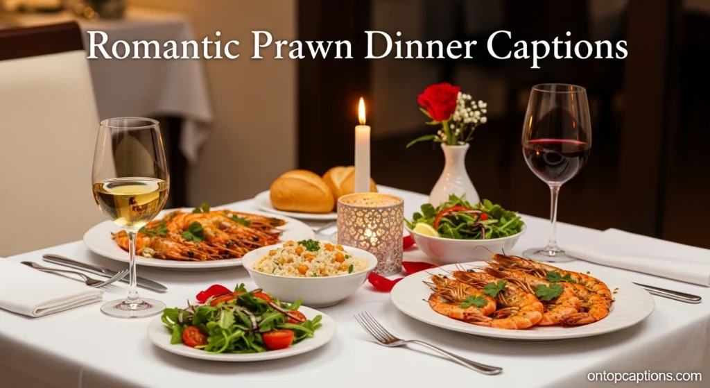 Romantic Prawn Dinner Captions
