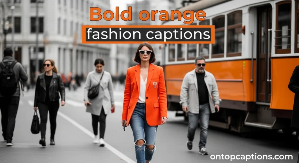 Bold orange fashion captions