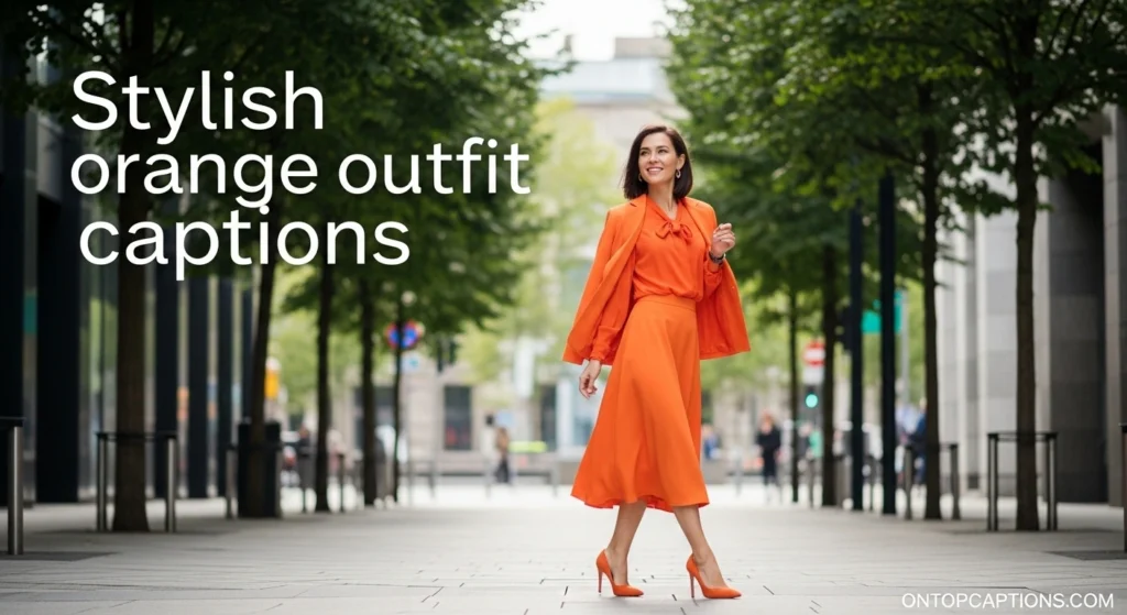 Stylish orange outfit captions